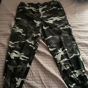 Black Camo Cuffed Pants